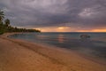 Las Terrenas beach at sunset Royalty Free Stock Photo