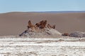 Las Tres Marias Three Marys, famous rocks in the Valle de la Luna Valley of the Moon, Atacama desert, Chile Royalty Free Stock Photo