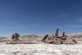 Las Tres Marias Three Marys, famous rocks in the Valle de la Luna Valley of the Moon, Atacama desert, Chile Royalty Free Stock Photo