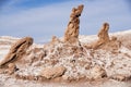 Las tres Marias Three Marys formation rocks in Valle de la Luna in San Pedro de Atacama, Chile. Royalty Free Stock Photo