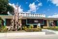 LAS TUNAS, CUBA - JAN 27, 2016: Monument in front of the building of Provincial Comittee of the Communist Party in Las