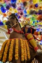 Japanese samurai statue riding a horse in Bellagio Hotel and Casino