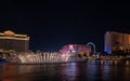 Las Vegas, Bally`s Hotel, Flamingo Hotel, Caesars Palace, View from Bellagio Fountains Royalty Free Stock Photo