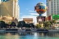 Las Vegas, Bally`s Hotel,  Hotel Paris, Hotel Planet Hollywood, View from Bellagio Fountain Royalty Free Stock Photo