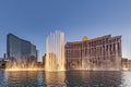Las Vegas Bellagio Hotel Casino, featured with its world famous fountain show, at night with fountains Royalty Free Stock Photo