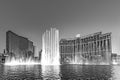 Las Vegas Bellagio Hotel Casino, featured with its world famous fountain show, at night with fountains Royalty Free Stock Photo