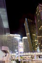 Las Vegas Center Modern Buildings. High Point Shot. Blurred Moti