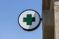 Las Vegas - Circa July 2017: Green Cross sign. The green cross is a common symbol used in the marijuana community I