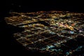 Las Vegas City lights from airplane at night