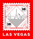 Las Vegas City Line Style Postage Stamp Design