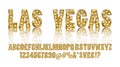 Las Vegas. Color Golden alphabet with show lamps