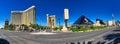 LAS VEGAS - JULY 2019: City skyline and casinos along the strip - Panoramic view