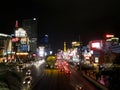 Las Vegas July 29, 2011: Las Vegas Strip full of cars at Night featuring New York, New York, Planet Hollywood, Paris, Paris, and