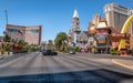 LAS VEGAS - JULY 1, 2018: View of The Strip with Casinos on a sunny day. Las Vegas is the gambling capital