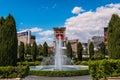 LAS VEGAS - MAY 08 : View of the strip around fountain Hotel Caesars palace on MAY 08, 2019 in Las Vegas. The Las Vegas Main Strip