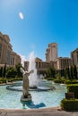 LAS VEGAS - MAY 08 : View of the strip around fountain Hotel Caesars palace on MAY 08, 2019 in Las Vegas. The Las Vegas Main Strip