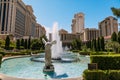 LAS VEGAS - MAY 08 : View of the strip around fountain Hotel Caesars palace on MAY 08, 2019 in Las Vegas. The Las Vegas Main Strip