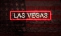 Las Vegas Neon Sign On Brick American Flag Royalty Free Stock Photo