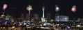 A Stratosphere Fireworks View from McCarran International Airport Royalty Free Stock Photo