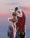 A Fremont East District Showgirl Shot, Las Vegas, NV, USA