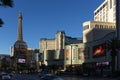 View of the Las Vegas Bouldevard, with the replica of the Eiffel Tower, in the city of Las Vegas, State of Nevada