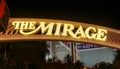 Night view of Mirage hotel and casino, Las Vegas Blvd, NV Royalty Free Stock Photo