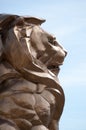 LAS VEGAS Nevada State, USA, February 10: LasVegas Boulevard at Morning, MGM GRAND CASINO AND HOTEL, Statue of Gold Lion Royalty Free Stock Photo