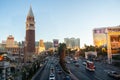 LAS VEGAS, NEVADA, UNITED STATES - 10 November 2022: Las Vegas Strip at dusk