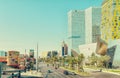 View of famous shops on the Las Vegas Strip daytime. Dolce & Gabbana, Tiffany & co, Prada, Louis Vuitton and Tom Ford