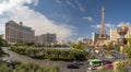 Las Vegas, Nevada, USA - Bellagio hotel casino with fountain with lights during evening light show Royalty Free Stock Photo