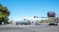 Car tourist traffic on the streets of Las Vegas. Tourist trip to Nevada, USA