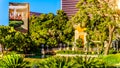 The Gardens, Lagoon and electronic Billboard in front of the Wynn Resort and Casino on Las Vegas Boulevard, also called the Strip