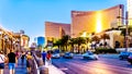 Late afternoon sun reflecting on the Glass of the modern building of Wynn Resort and Casino on the Strip