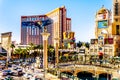 Resorts and Casinos along the busy Las Vegas Boulevard, also called The Strip, in Las Vegas, Nevada Royalty Free Stock Photo