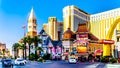 Resorts and Casinos along the busy Las Vegas Boulevard, also called The Strip, in Las Vegas, Nevada Royalty Free Stock Photo