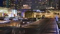 LAS VEGAS, NEVADA USA - 5 MAR 2020: Futuristic CityCenter casino complex, sin city glowing at night. Modern illuminated luxury Royalty Free Stock Photo