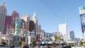 LAS VEGAS, NEVADA USA - 8 MAR 2020: The Strip boulevard with luxury casino in gambling sin city. Car traffic on road to Fremont Royalty Free Stock Photo