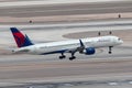 Delta Air Lines Boeing 757 large commercial airliner on approach to land at McCarran International Airport in Las Vegas