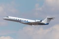 Gulfstream G-550 luxury business jet N128GV departing McCarran International Airport Las Vegas Royalty Free Stock Photo