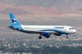 InterJet Airbus A320 airliner aircraft on approach to land at McCarran International Airport in Las Vegas Royalty Free Stock Photo