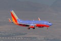 Southwest Airlines Boeing 737 aircraft on approach to land at McCarran International Airport in Las Vegas