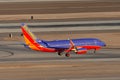 Southwest Airlines Boeing 737 aircraft on approach to land at McCarran International Airport in Las Vegas