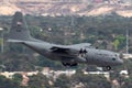 United States Air Force USAF Lockheed C-130H Hercules from the 109th Airlift Wing, New York Air National Guard on approach to la Royalty Free Stock Photo