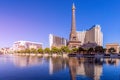 Las Vegas, Nevada, USA - October 31, 2019: View of Paris Las Vegas Hotel Replica of Eiffel Tower in Paris