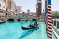 Las Vegas, Nevada, USA - September 1, 2017: Tourists enjoying ride in gondola at Grand Canal at The Venetian Resort Hotel and