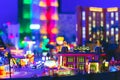 Las Vegas at night with illumiated casino and scyscrapers. Miniature city Royalty Free Stock Photo