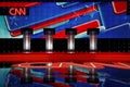LAS VEGAS, NV, Dec 15, 2015, Empty Podiums at the CNN Republican presidential debate at The Venetian Resort and Casino, Las Vegas,