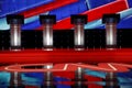 LAS VEGAS, NV, Dec 15, 2015, Empty Podiums at the CNN Republican presidential debate at The Venetian Resort and Casino, Las Vegas,