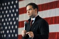 LAS VEGAS, NV - DECEMBER 14: Republican Presidential candidate Florida Senator Marco Rubio speaks during a campaign rally at the R Royalty Free Stock Photo