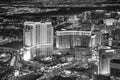 LAS VEGAS, NV - JUNE 29, 2018: Night aerial view of Casinos and Hotels along The Strip. This is the famous city road full of Royalty Free Stock Photo